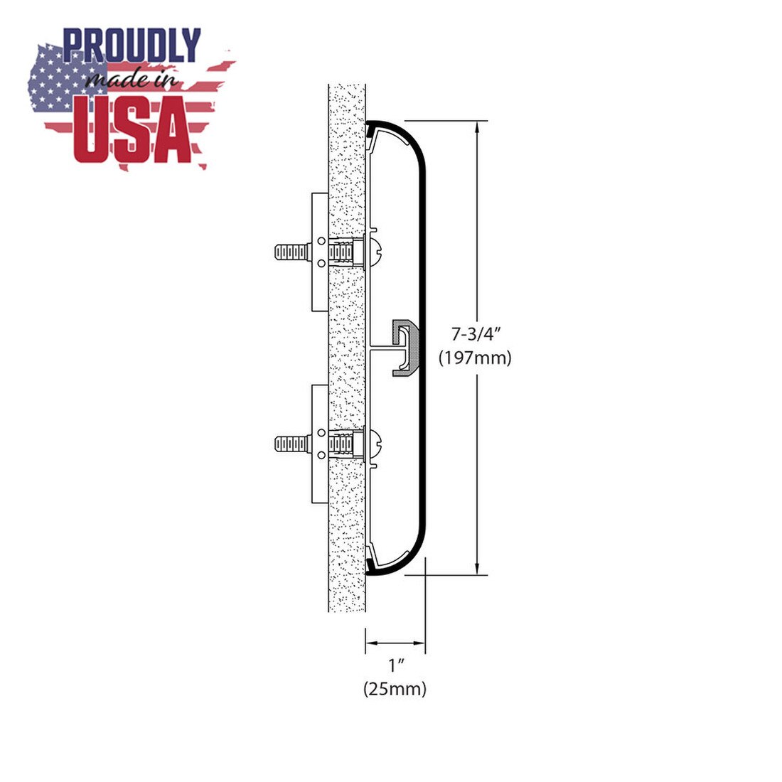 8in Wide | Textured Vinyl with Aluminum Retainer | Wall Guard 12' Length