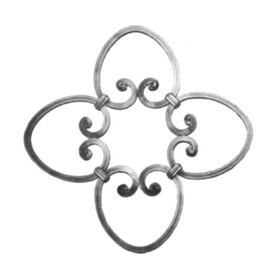 Mtl 1/2" Square 17 1/2" Dia Wrought Iron Rosettes