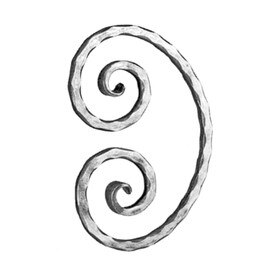 9/16" Square x 7-7/8" W x 11-13/16" H Wrought Iron Scroll