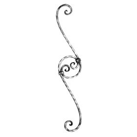 1/2" Square x 33-7/16" H Wrought Iron-Curved Balusters
