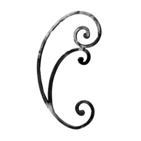 1/2" Square x 9-7/16" W x 17 1/8" H Wrought Iron Scroll