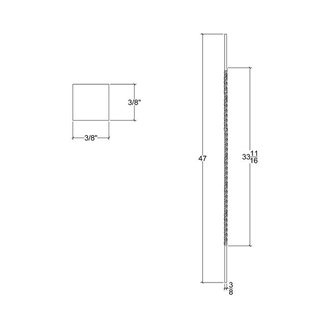 3/8" x 47" Long Wrought Iron Square Twisted Bars