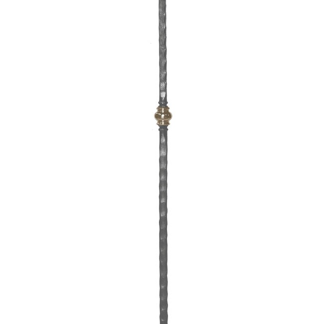 1-3/16 x 1-3/16" x 47" H x 2-3/4" Dia Wrought Iron Newel Post Brass