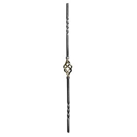 1/2" Square x 39-1/2" H Baluster With 1 Brass Basket