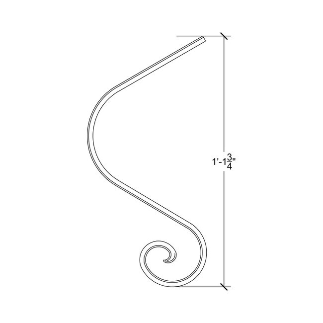 To Be Used With Handrail 114/8 Wrought Iron Railing 11-1/2" H