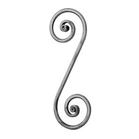Mtl 1/2"Dia 4 3/4"Wx14 3/16"H Wrought Iron Scroll