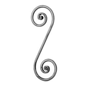 Mtl 1/2"Dia 4 3/4"Wx14 3/16"H Wrought Iron Scroll