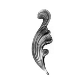 1/8" x 1-9/16" W x 4-5/16" H Wrought Iron Floral Element Rh
