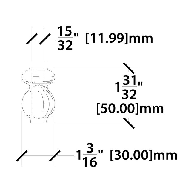 1-3/16" W x 1-15/16" H x 1/2" Diahole Wrought Iron Bushings