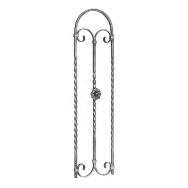 1/2" Square x 9" W x 35-7/16" H Wrought Iron Stair Panels | WI-2004/4 Series