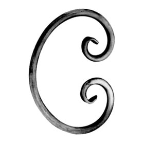 9/16" Dia x 6-1/2" W x 8-7/8" L Wrought Iron Scroll