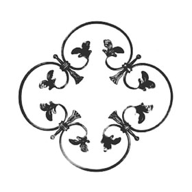 1/2" x 1/4" x 18-1/8" Dia Wrought Iron Large Rosettes