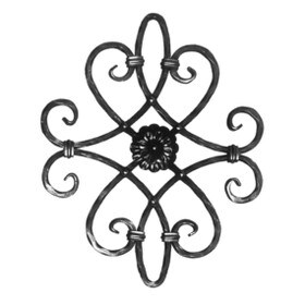 Mtl.1/2"Sq X16 5/8"W X20 5/8"H Wrought Iron Lg Rosettes