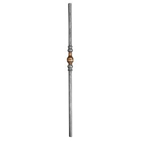 1-3/16" x 47-1/4" H Wrought Iron Newel Posts With Wood Bushg