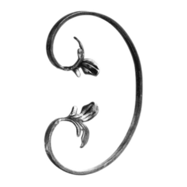 Mtl 1/2x1/4" 6 5/16"W 9 7/8"H Wrought Iron Scrolls