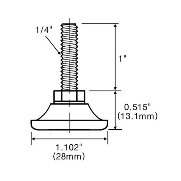 1-1/8in Dia White PE Base | Windsor Plastic Base Leveler