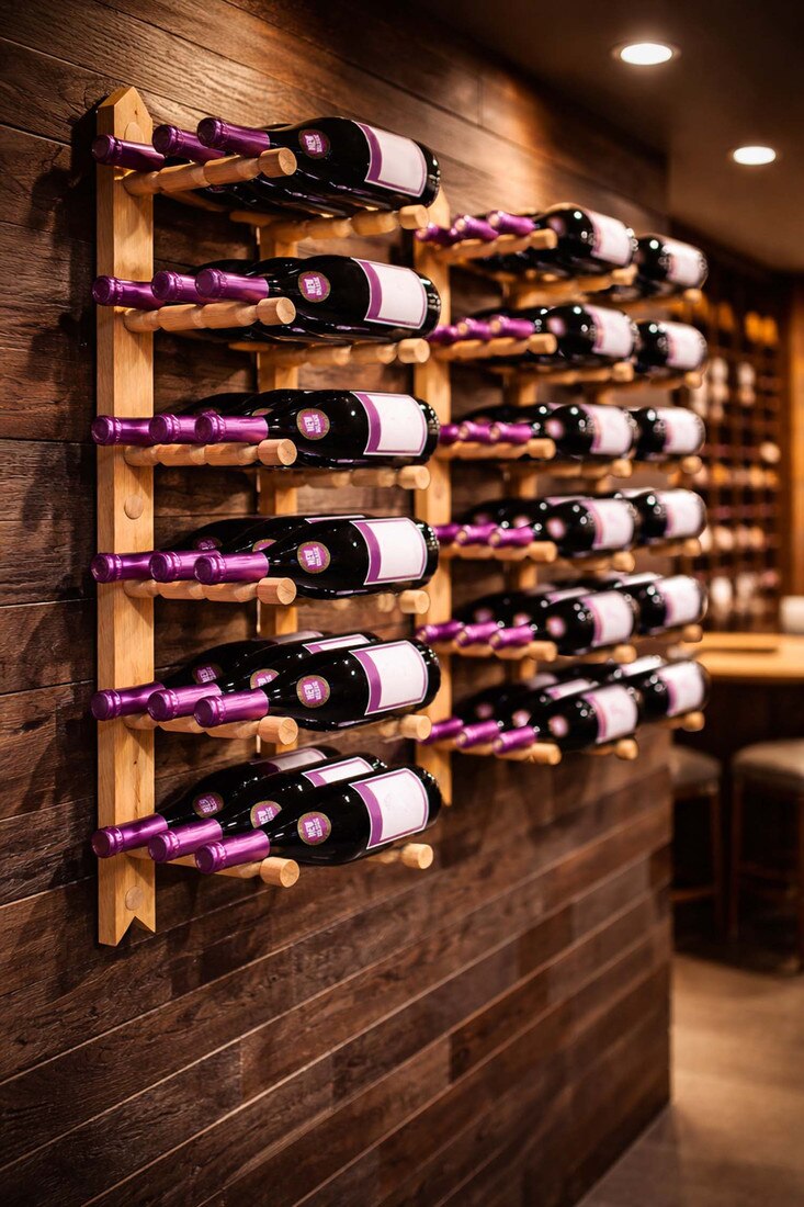 Floating Wine Bottle Display System Pegs – Customizable Modular Bottle Display for Wine Cellars, Kitchens & Bars