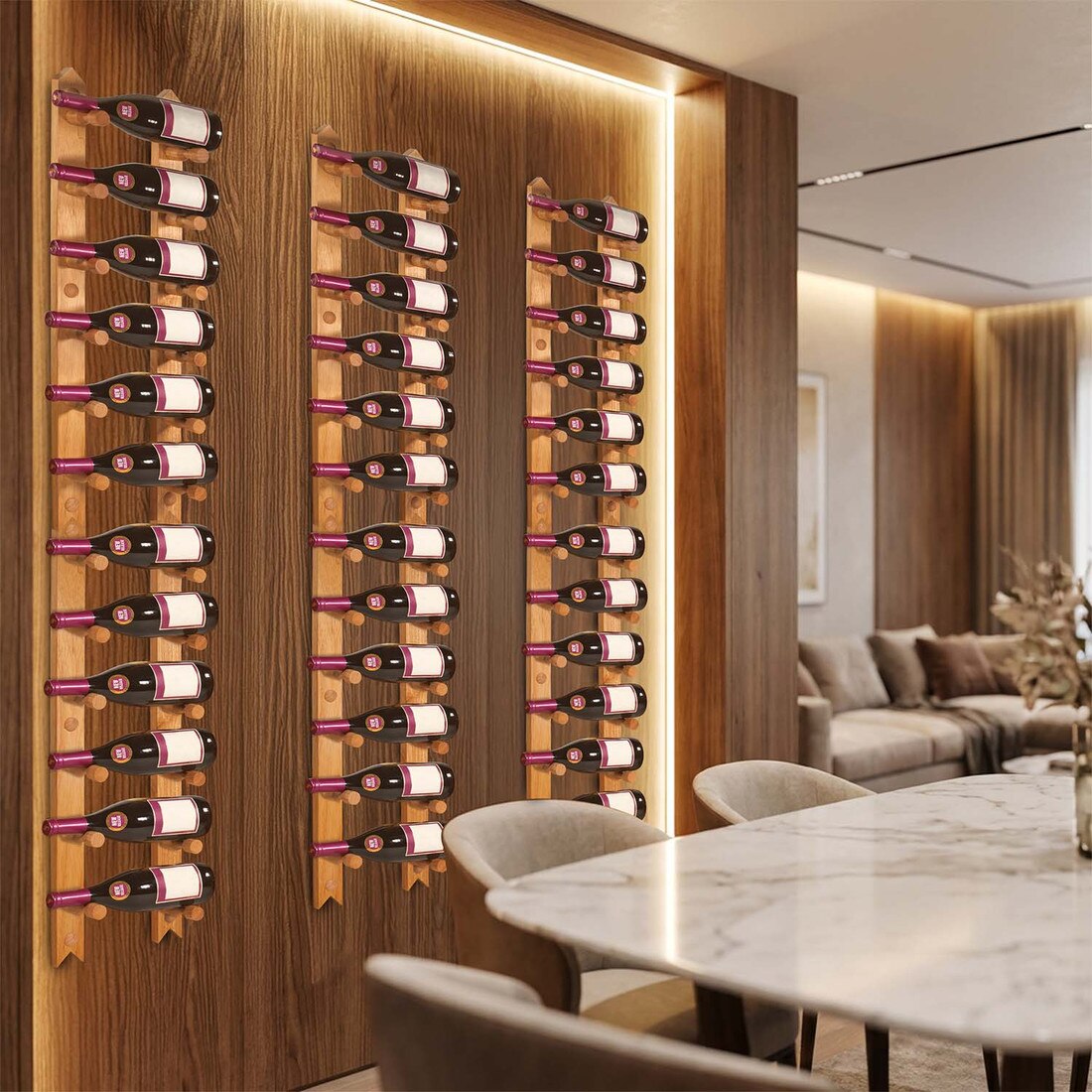 Modular Wall Mounted Wine Peg System for Modern Wine Walls – 6, 12 & 18 Bottle Kits