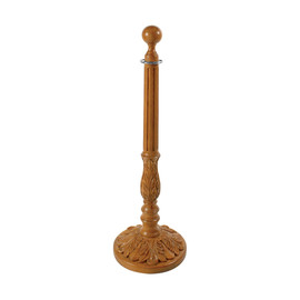 41in H | Medium English Sold Red Oak | Top 1 Shaft 3 | Round Acanthus Leaf Base Stanchion
