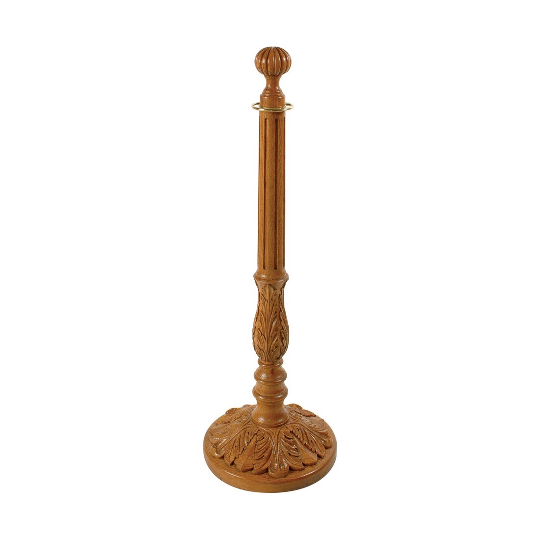 41in H | Medium English Sold Red Oak | Top 2 Shaft 3 | Round Acanthus Leaf Base Stanchion