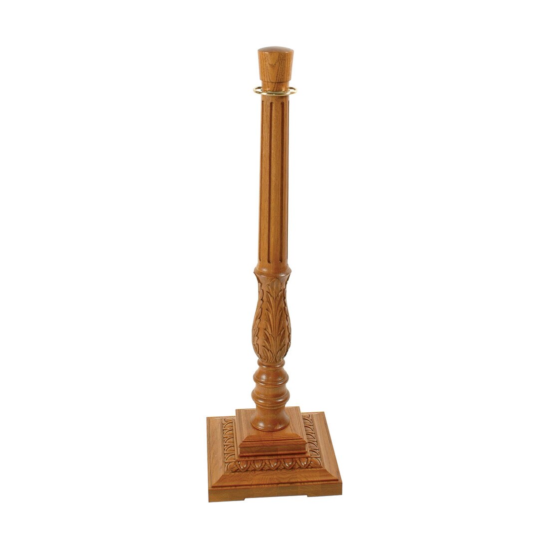 41in H | Medium English Sold Red Oak | Top 3 Shaft 3 | Square Egg and Dart Base Stanchion