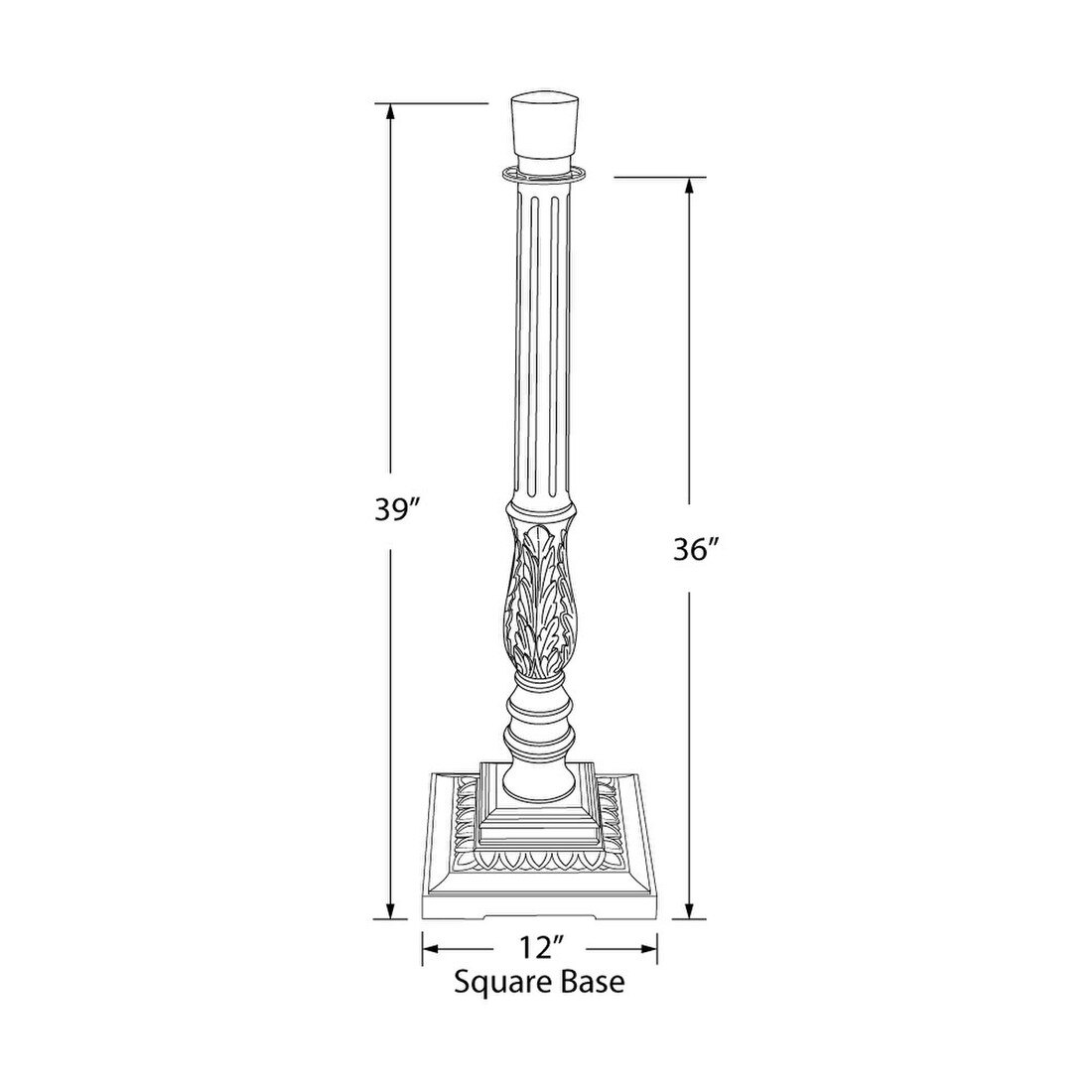 41in H | Medium English Sold Red Oak | Top 3 Shaft 3 | Square Egg and Dart Base Stanchion