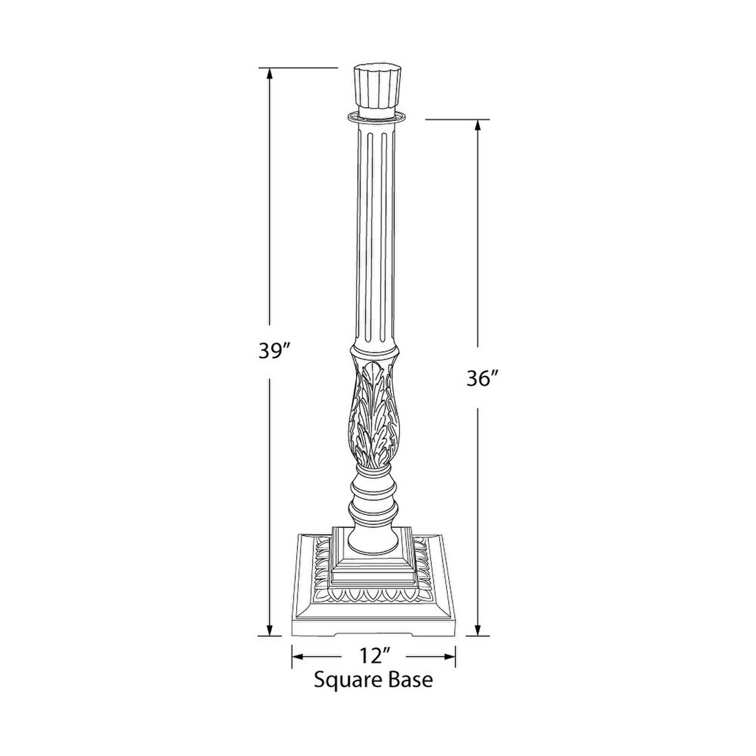 41in H | Medium English Sold Red Oak | Top 4 Shaft 3 | Square Egg and Dart Base Stanchion