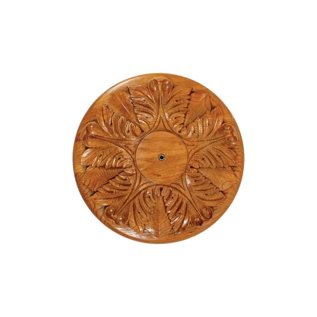 41in H | Medium English Sold Red Oak | Top 2 Shaft 3 | Round Acanthus Leaf Base Stanchion