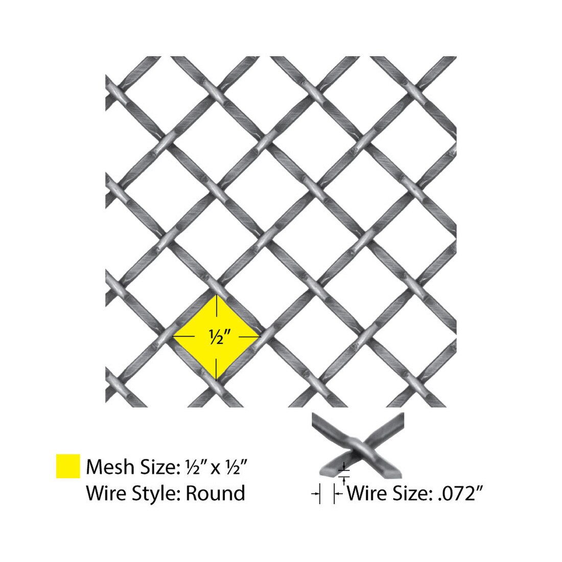 Round Flat Crimp | Woven Wire Grille | WWG-1214T Series by Kent Design
