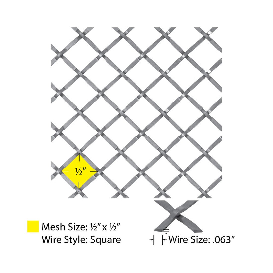 Square Press Crimp | Woven Wire Grille | WWG-1216P Series by Kent Design