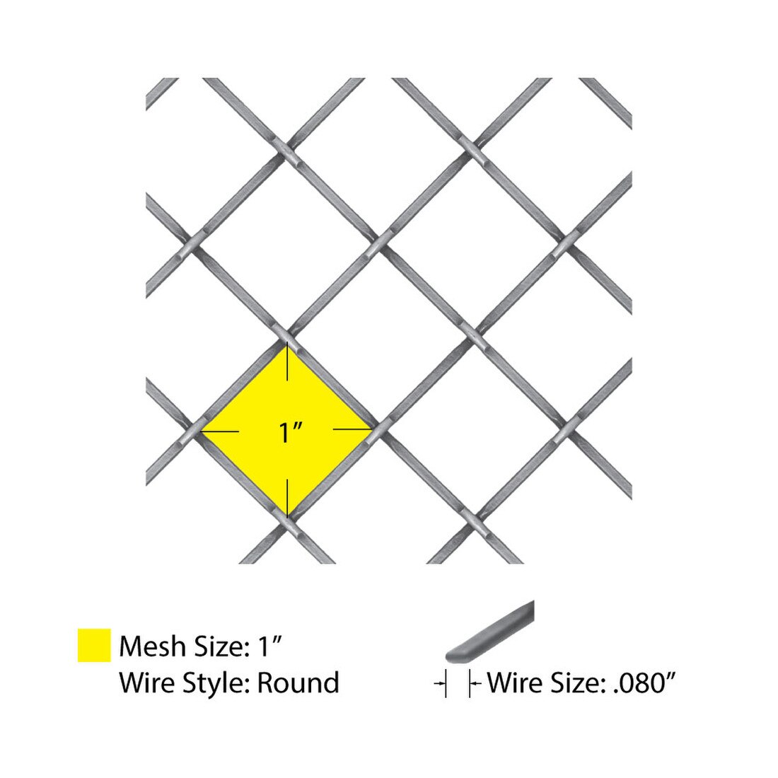 Round Flat Crimp | Woven Wire Grille | WWG-132F Series by Kent Design