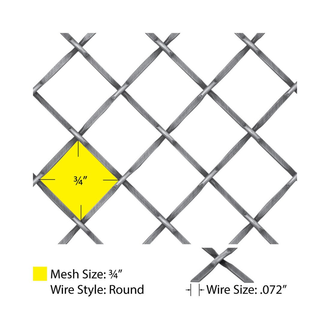 Round Flat Crimp | Woven Wire Grille | WWG-316F Series by Kent Design