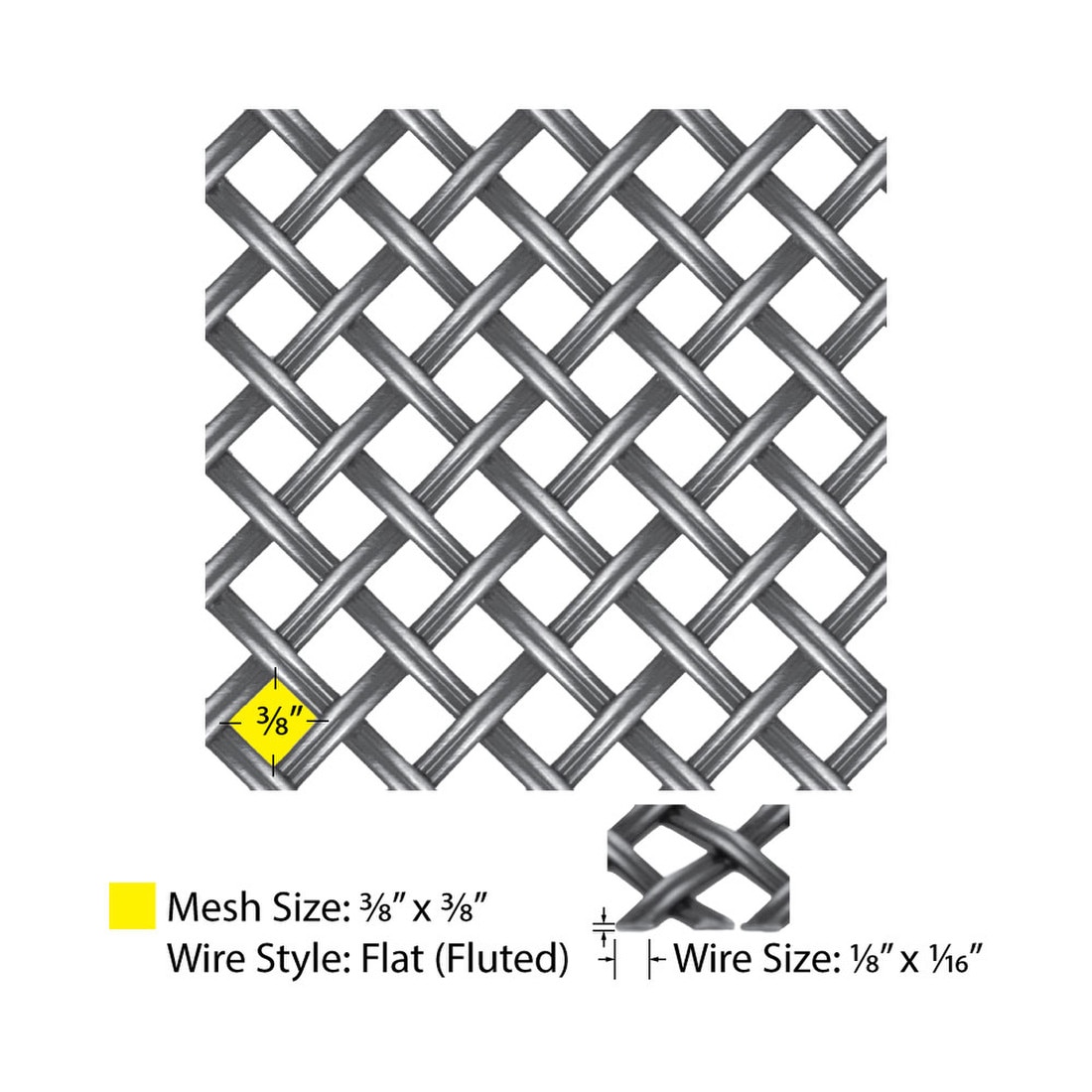 Flat Single Crimp | Woven Wire Grille | WWG-DK08 Series by Kent Design