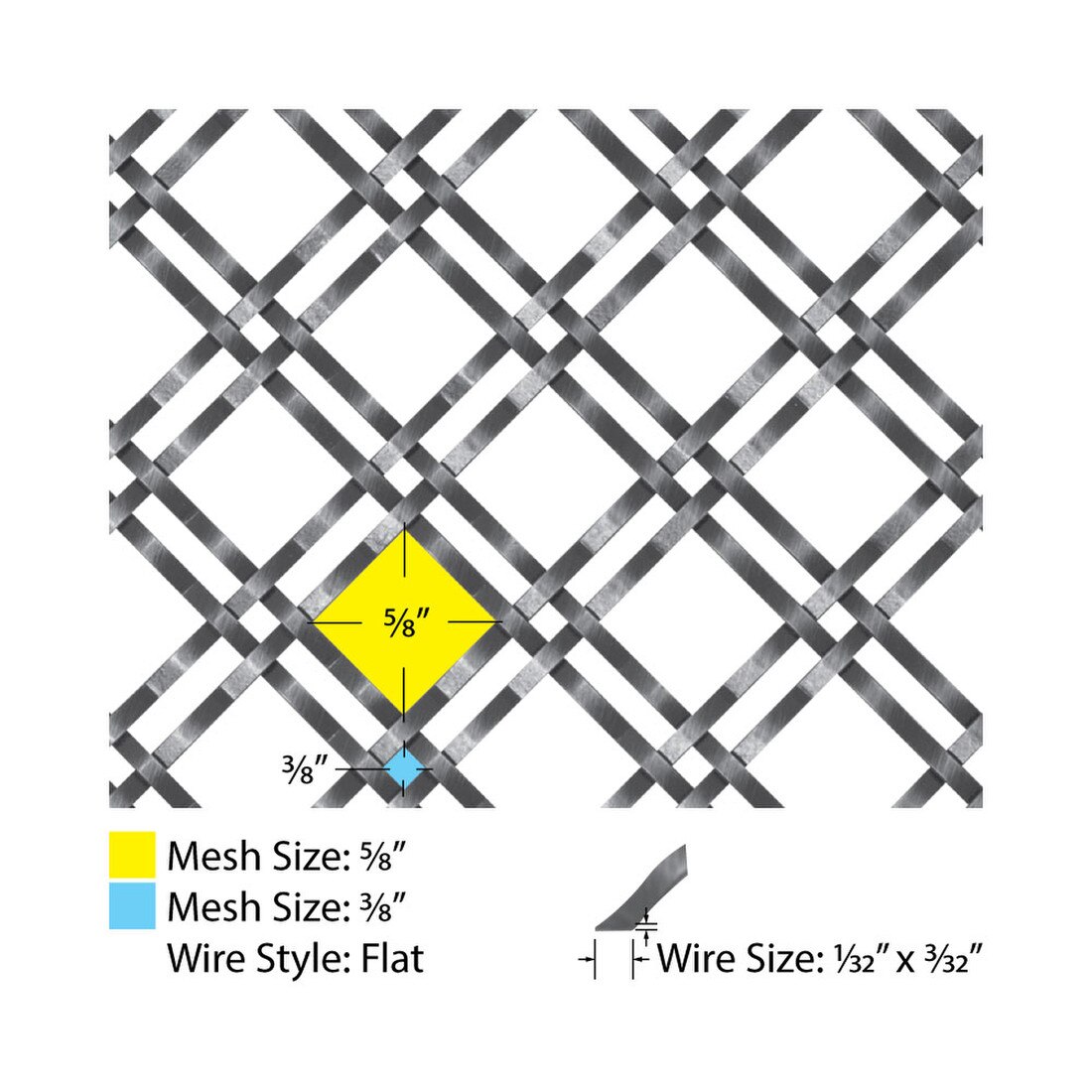 Flat Single Crimp | Woven Wire Grille | WWG-MJ09 Series by Kent Design