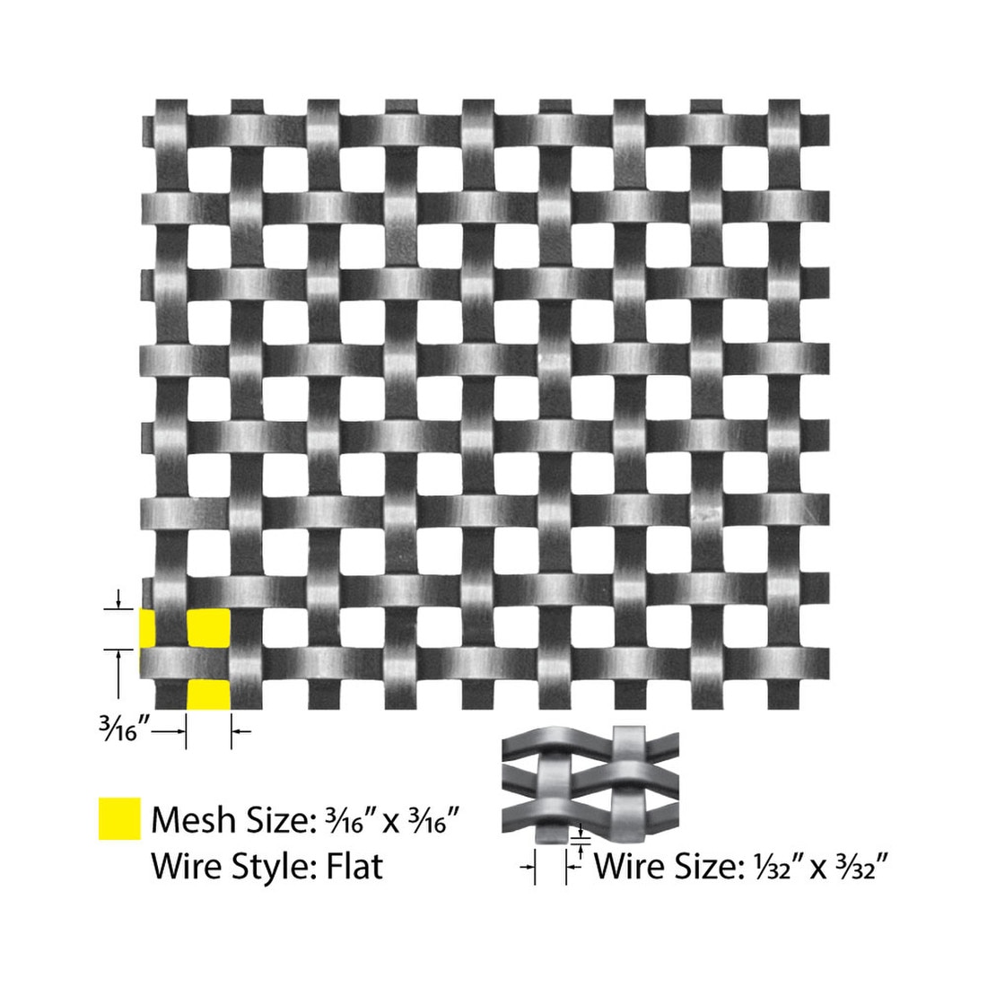Flat Single Crimp | Woven Wire Grille | WWG-RE25 Series by Kent Design