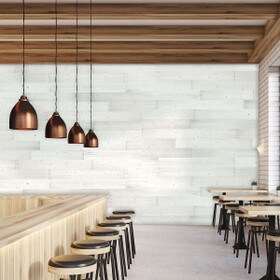 5-1/8in W x 3/16in Thick x 46-1/2in Long | Beachwood White Finish Pine Planks | Wood Wallscapes Wallcovering