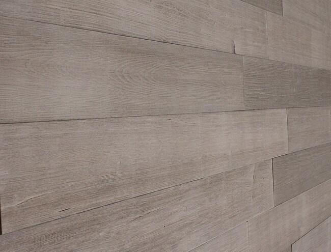 5-1/8in W x 3/16in Thick x 46-1/2in Long | Driftwood Light Grey Finish Pine Planks | Wood Wallscapes Wallcovering
