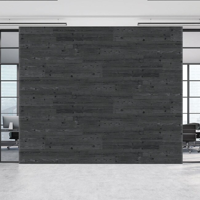 5-1/8in W x 3/16in Thick x 46-1/2in Long | Ebony Finish Pine Planks | Wood Wallscapes Wallcovering