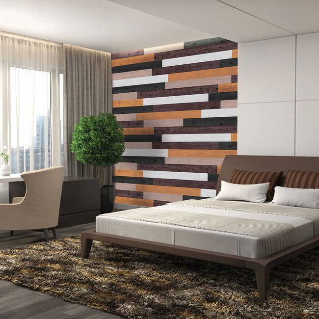 5-1/8in W x 3/16in Thick x 46-1/2in Long | Mission Brown Finish Pine Planks | Wood Wallscapes Wallcovering