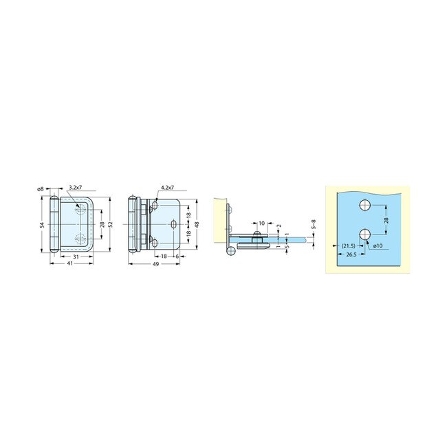 Sugatsune Inset Glass Door Hinge