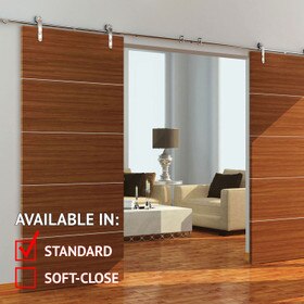 Sliding Barn Door Hardware Kits for Double Wood Doors Up to 34in W | Stainless Steel Finish | 135-3/4in Rail Length | DW12 Series