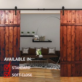 Sliding Barn Door Hardware Kits for Double Wood Doors Up to 34in W | Black Powder Coated Finish | 135-3/4in Rail Length | SDH-DW4 Series