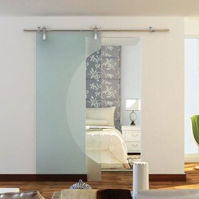 Sliding Barn Door Hardware Kit for Single Glass Door Up to 39in W | Stainless Steel Finish | 78-3/4in Rail Length | SDH-SG04 Series