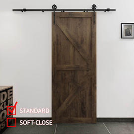 Sliding Barn Door Hardware Kits for Single Wood Doors Up to 39in W | Black Powder Coated Finish | 78-3/4in Rail Length