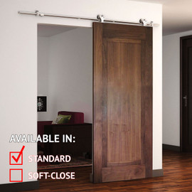 Sliding Barn Door Hardware Kits for Single Wood Doors Up to 39in W | Stainless Steel Finish | 78-3/4in Rail Length | SW04 Series
