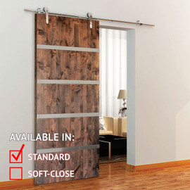 Sliding Barn Door Hardware Kits for Single Wood Doors Up to 39in W | Stainless Steel Finish | 78-3/4in Rail Length | SW12 Series