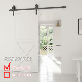 Sliding Barn Door Hardware Kits for Single Wood Doors Up to 39in W | Black Powder Coated Finish | 78-3/4in Rail Length | SW4IND Series