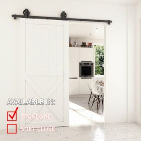 Sliding Barn Door Hardware Kits for Single Wood Doors Up to 39in W | Black Powder Coated Finish | 78-3/4in Rail Length | SW5IND Series