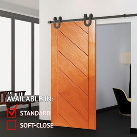 Sliding Barn Door Hardware Kits for Single Wood Doors Up to 39in W | Black Powder Coated Finish | 78in Rail Length | SDH-SW6 Series